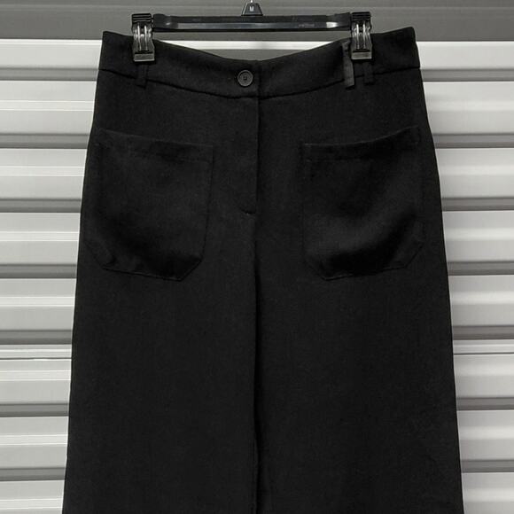 $245 NWT Cotélac Women’s Black Wide Leg Cropped Pants Size 3 US Large Minimalist - Picture 5 of 15